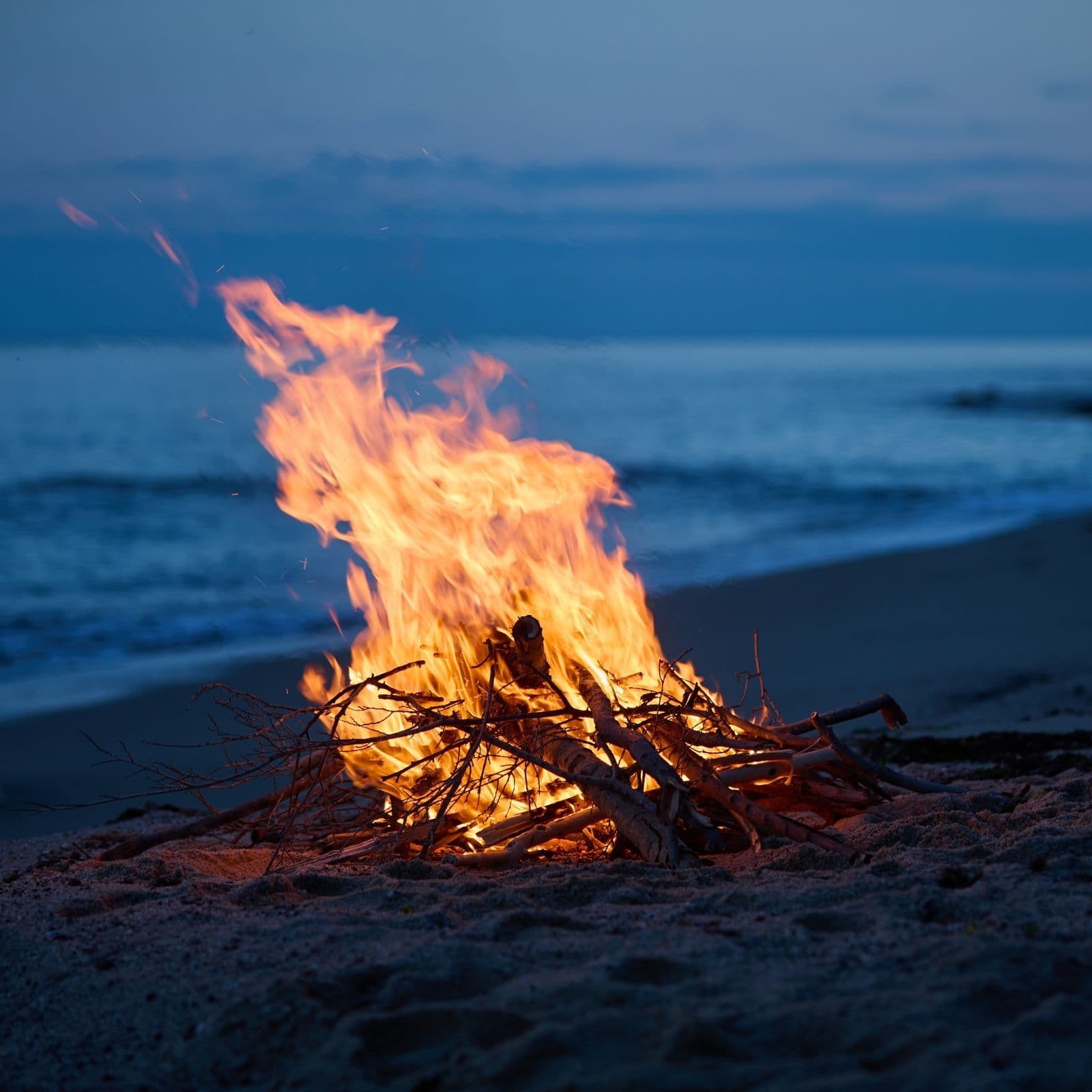 Beach Bonfire Nights | Ocean Waves, Fire Sounds for Sleep & Relaxation